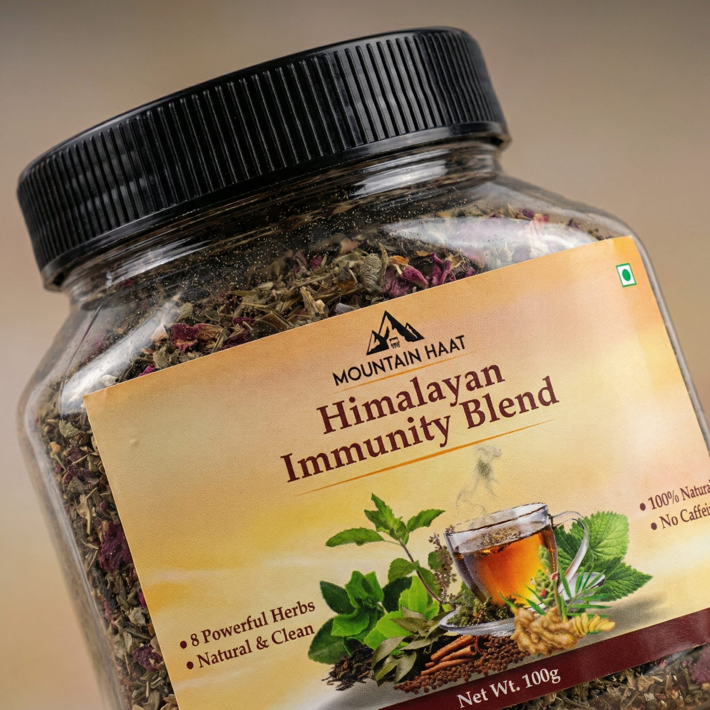 Mountain Haat Himalayan Immunity Blend | Caffeine-Free Herbal Tea | Ayurvedic Wellness Infusion | 100g