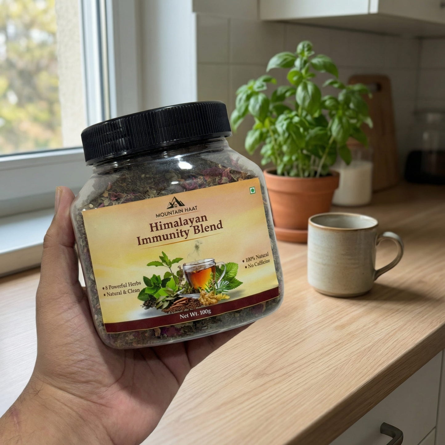 Mountain Haat Himalayan Immunity Blend | Caffeine-Free Herbal Tea | Ayurvedic Wellness Infusion | 100g