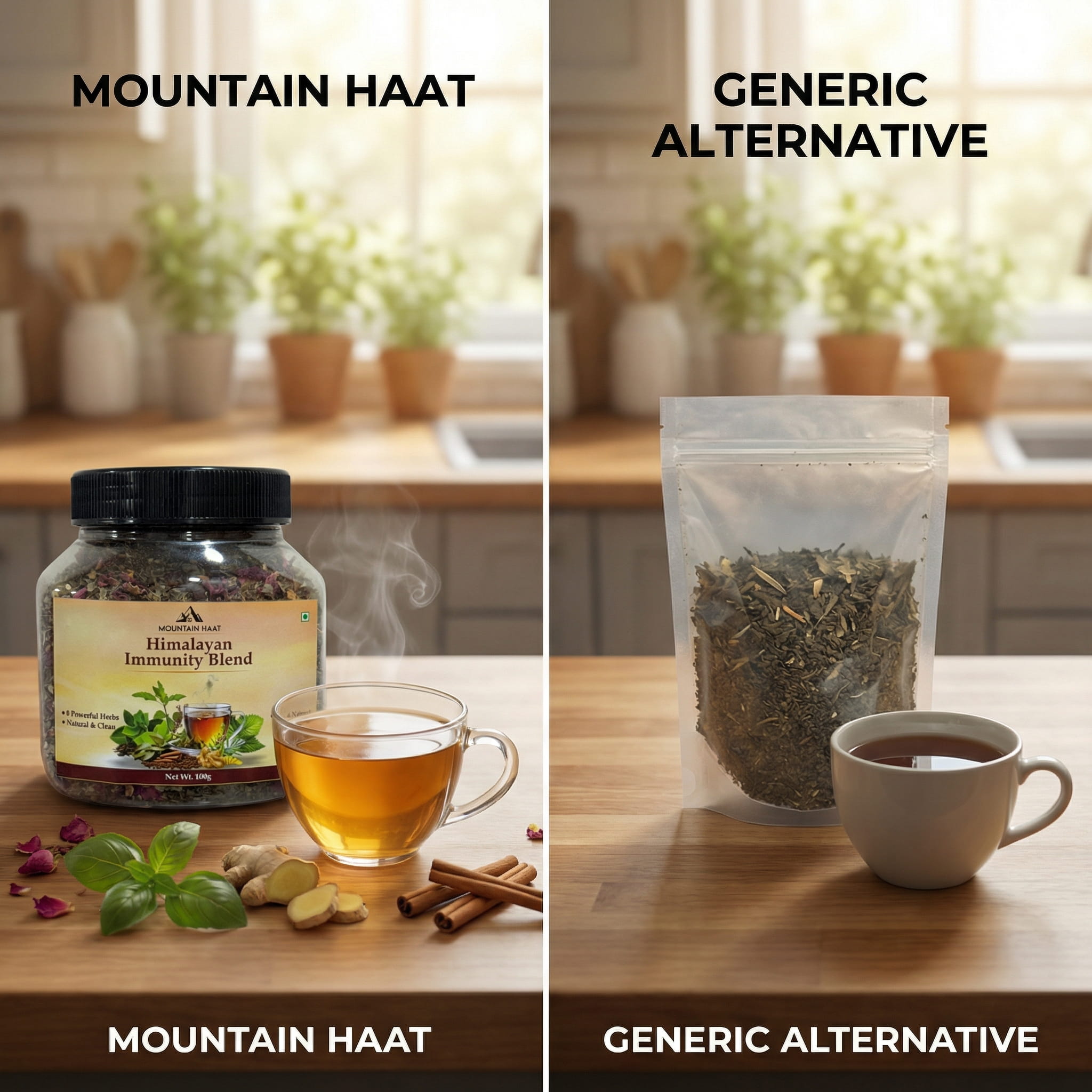 Mountain Haat Himalayan Immunity Blend | Caffeine-Free Herbal Tea | Ayurvedic Wellness Infusion | 100g
