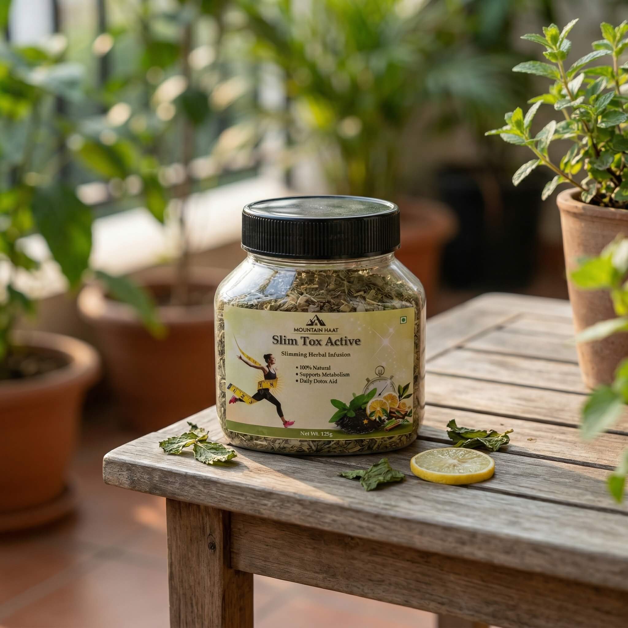 Mountain Haat Slim Tox Active | Slimming Herbal Infusion | Metabolism & Detox Blend | 125g