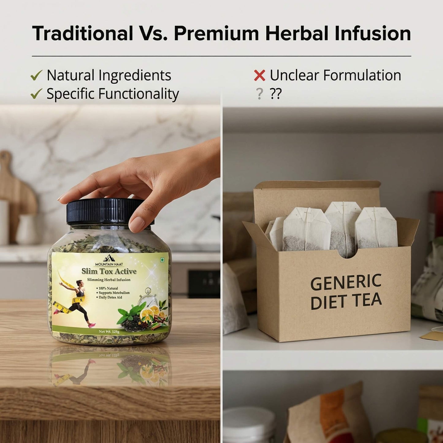 Mountain Haat Slim Tox Active | Slimming Herbal Infusion | Metabolism & Detox Blend | 125g