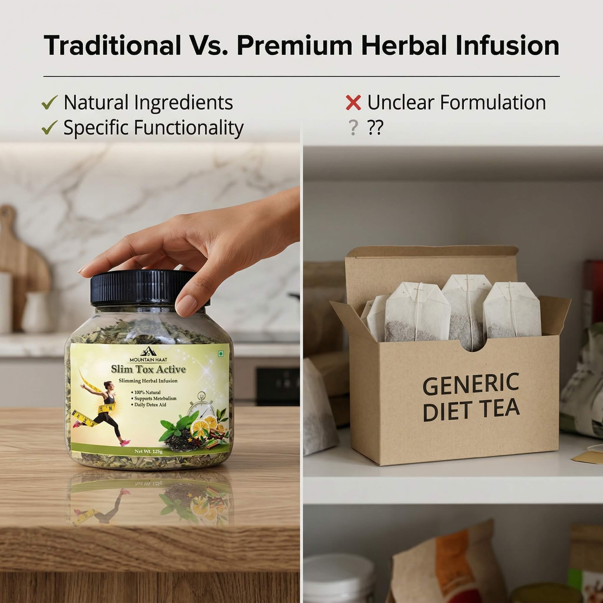 Mountain Haat Slim Tox Active | Slimming Herbal Infusion | Metabolism & Detox Blend | 125g