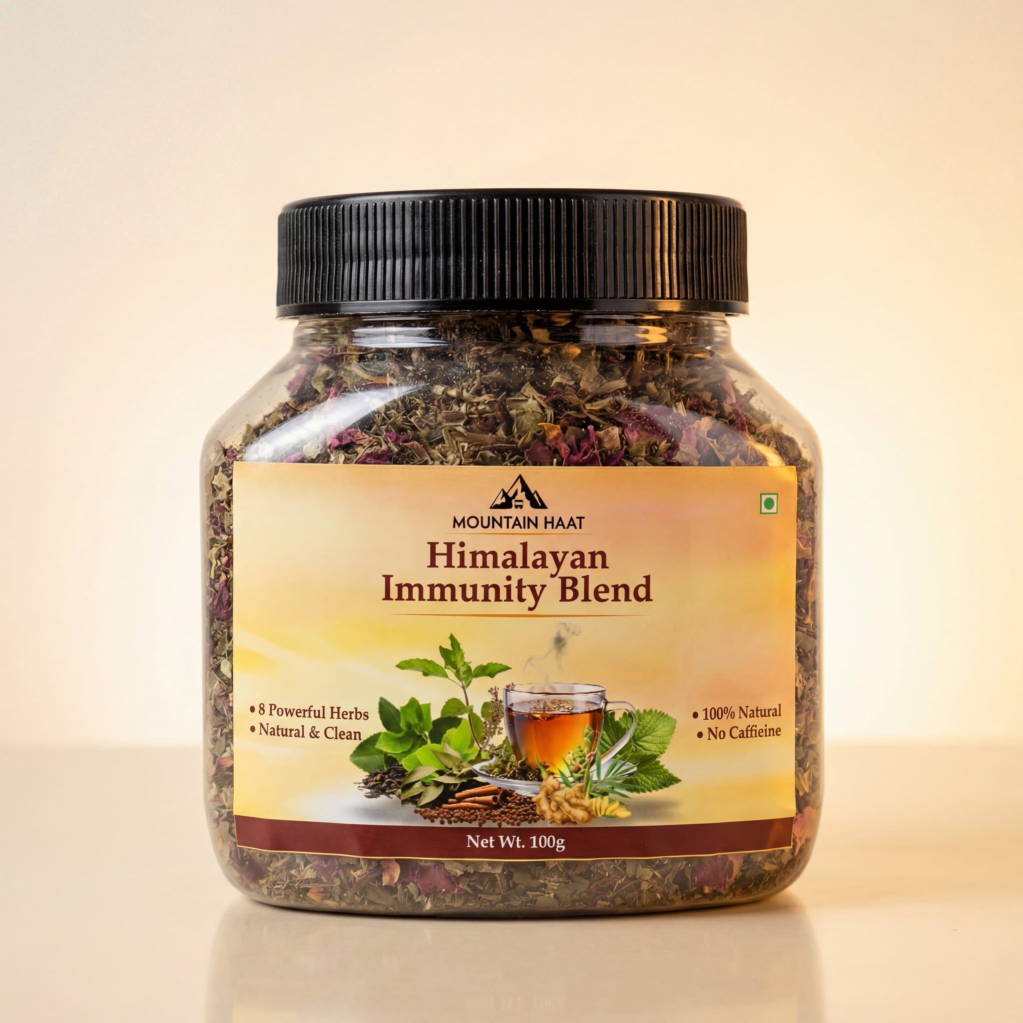 Mountain Haat Himalayan Immunity Blend | Caffeine-Free Herbal Tea | Ayurvedic Wellness Infusion | 100g