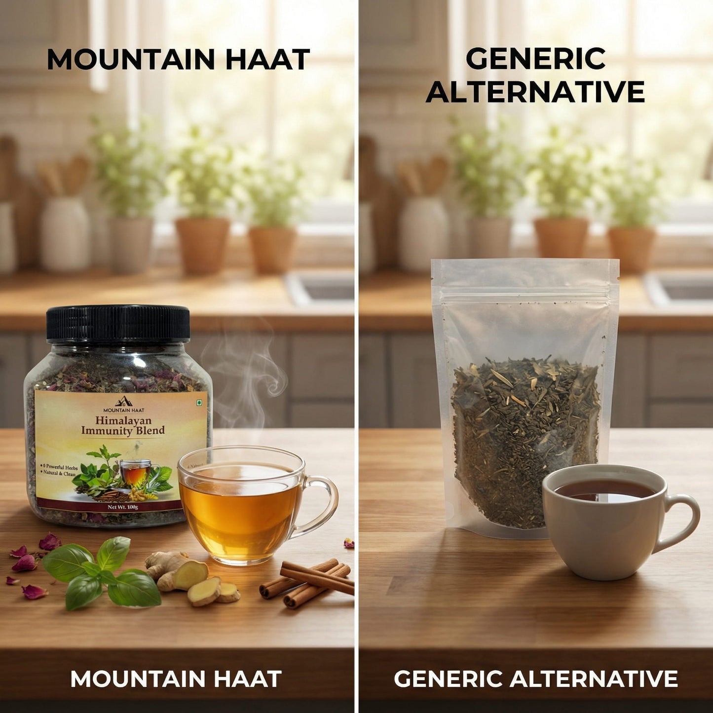 Mountain Haat Himalayan Immunity Blend | Caffeine-Free Herbal Tea | Ayurvedic Wellness Infusion | 100g Mountain Haat