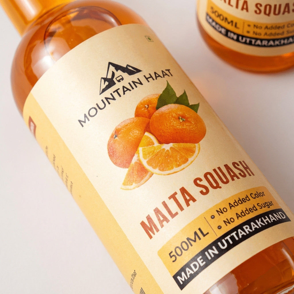Mountain Haat Malta Squash (Himalayan Malta Fruit) – 500ml | Sweetened with Honey, No Added Sugar, No Added Color Mountain Haat