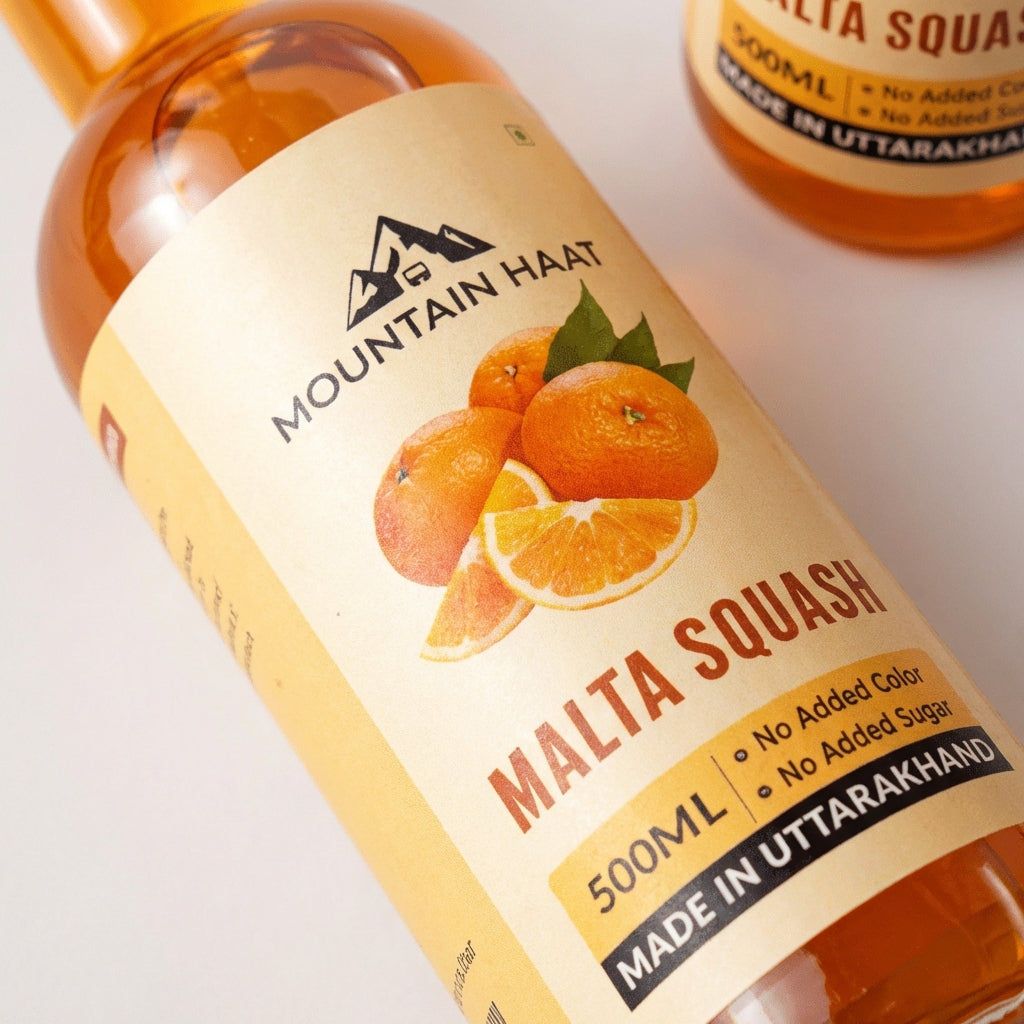 Mountain Haat Malta Squash (Himalayan Malta Fruit) – 500ml | Sweetened with Honey, No Added Sugar, No Added Color Mountain Haat